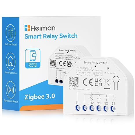 Heiman Zigbee 2-Gang Smart Relay Switch Module, HS1RM-E