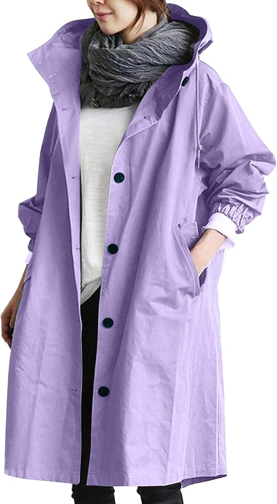 Lightweight Waterproof Jacket Active Outdoor Trench Zipper Hiking Walking Cycling Quick Dry Rain Coats for Women Loose Comfortable Coat Outwear ladies Elegant waterproof jackets