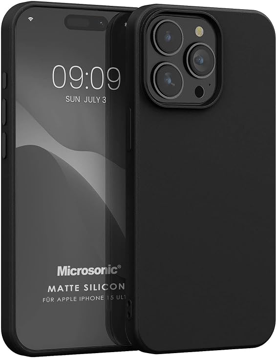 Microsonic Kılıf Matte Silicone Apple iPhone 15 Pro Max için Siyah [iPhone 15 Pro Max ile Uyumlu Kılıf - Siyah]