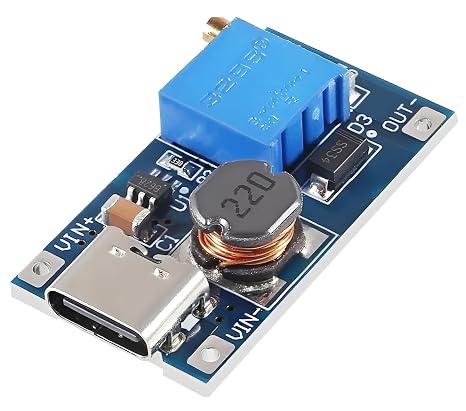 MT3608 DC-DC Boost Step Up Module Adjustable USB Type C Converter 2V~24V to 5V~28V 2A