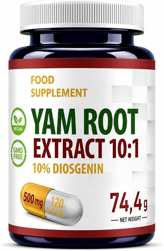 Hepatica Wild Yam Root 5,000mg Equivalent | 500mg 10:1 Extract Standardised to 20% Diosgenin (100mg) | 120 Vegan Capsules | 4-Month Supply | 3rd Party Lab Tested