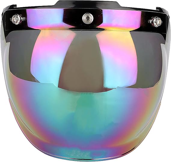 Motorcycle Helmet Shield 3 Snap Visor Flip Open Face Bell Bubble Antifog 3/4 Up Adapter Lens Helmets,Motorcycle Retro 3 Snap Sun Visor Shield Windproof Helmet Lens Colored