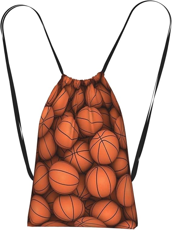 Basketball Orange, Drawstring Sackpack Unisex String Bag Sport Gym Bag Casual Daypack Foldable Drawstring Backpack
