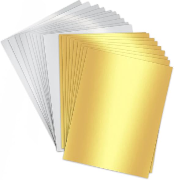 A4 Mirror Card, 60 Sheets Silver and Gold 250gsm/92Ib Metallic Reflective Paper for Crafts DIY Projects Card Making Party Decoration