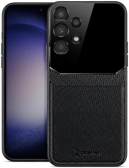 Zebana Samsung Galaxy A33 5G ile Uyumlu Kılıf Zebana Lens Deri Kılıf Siyah