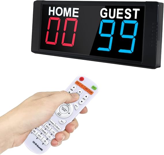 Electronic Scoreboard, Tabletop Score Board Electronic Scorer, Portable LED Digital Scoreboard with Remote, Score Keeper for Indoor outdoor Games/Cornhole/Basketball/Pingpong(Red+Blue)