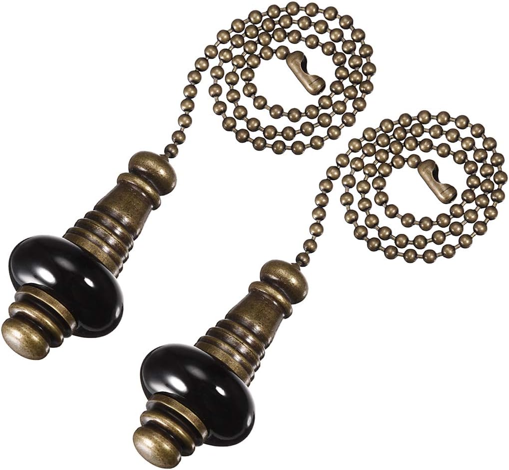 sourcing map Ceramic Black Pendant 12 inch Bronze Finish Pull Chain Extension Light Beaded Pulling Chain for Ceiling Lighting Fans Pack of 2