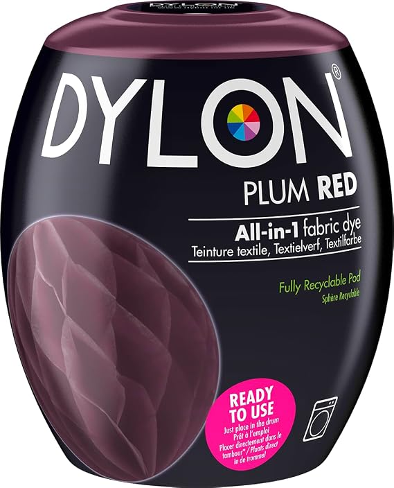 DYLON Washing Machine Fabric Dye Pod for Clothes & Soft Furnishings, 350g – Plum Red