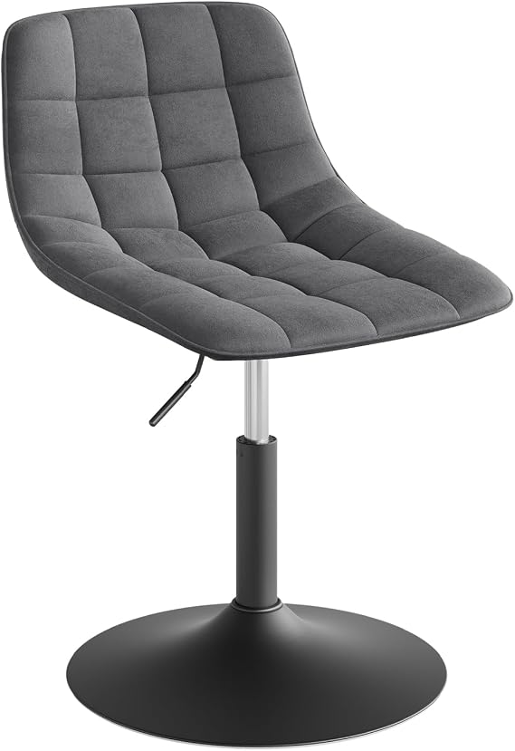 WOLTU Dressing Table Stool with Backrest, Velvet, Dark Grey
