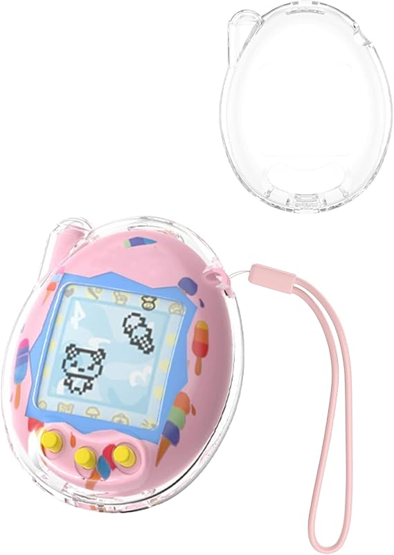 Case for Tamagotchi Connection - PC Protective Cover with lanyard,toergy Portable Anti-Scratch Skin for Pet Game Machine (transparent)