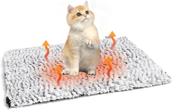 Nobleza Self Heating Cat Bed, Soft Warm Self Heating Pet Pad, Safe Thermal Self Heated Cat Dog Blanket, Cat Heat Pad Cushion Washable, Self Warming Dog Bed Mat for Indoor Cats Kitten Puppy, 50x40cm