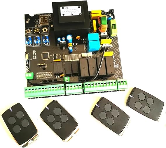 Sliding Gate Opener Kit, 220VAC Automatic Swing Gate Opener AC Motor Control Unit PCB Controller Circuit Board Electronic Plate Card(Board 3 remotes)