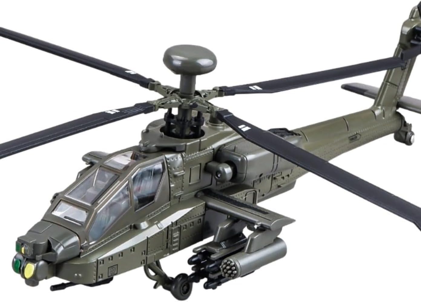 Armed Helicopter Simulator, Product Features: Press to emit sound and light effect, with recoil forward function, alloy body, four-way opening and closing A