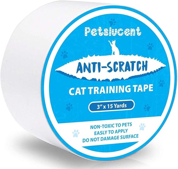 Cat Scratch Deterrent Sticky Paws Tape, Cat Furniture Protector Training Tape Anti Scratching, Double Sided Guards for Carpet, Sofa, Couch, Door (Blue- 3''x 15 Yards)