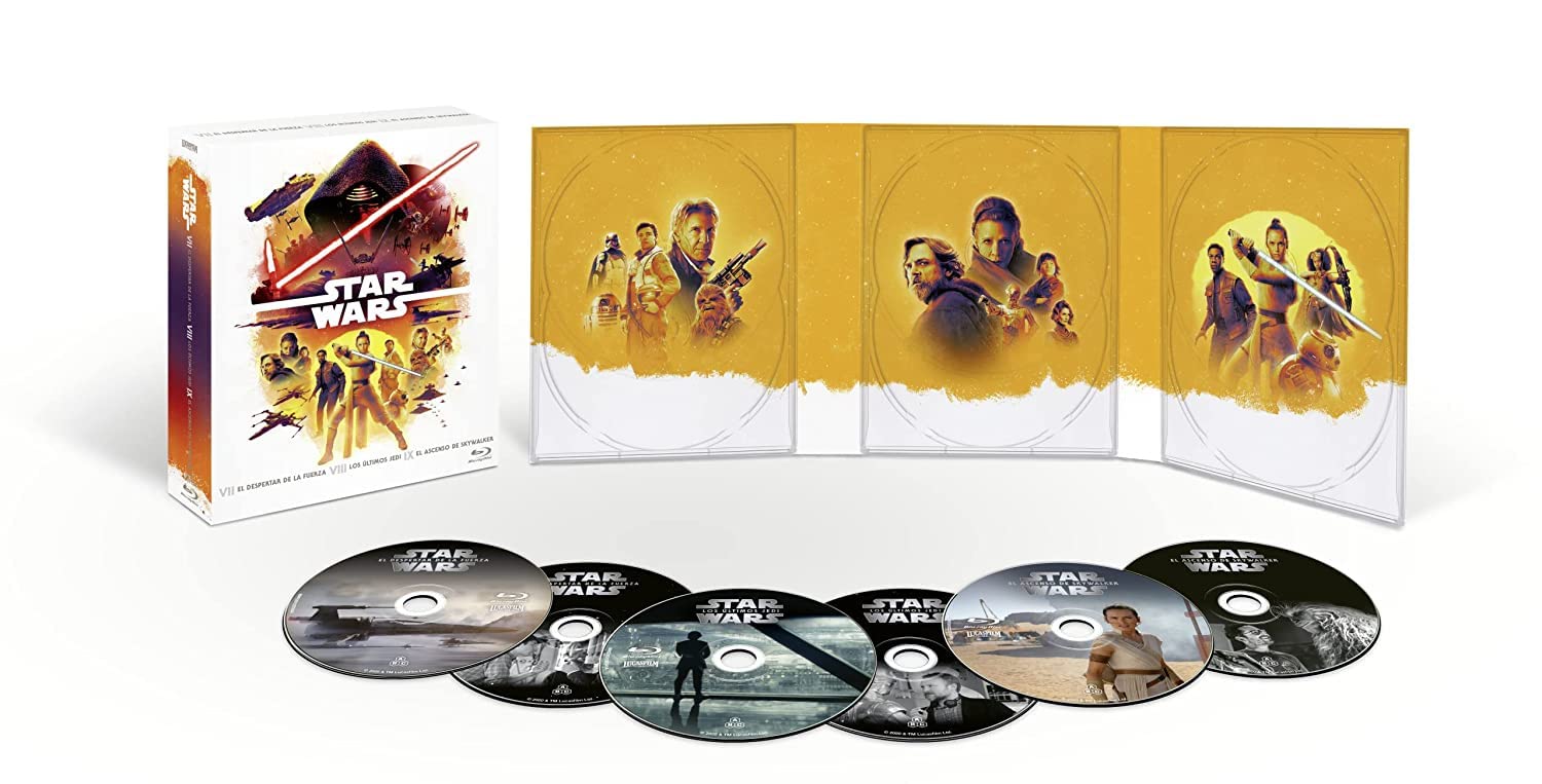 Star Wars Episodios 7-9 (Blu-ray + Blu-ray Extras) (6 discos) (Ediciones remasterizadas): El Despertar de la Fuerza, Los Ultimos Jedi, El Ascenso de Skywalker