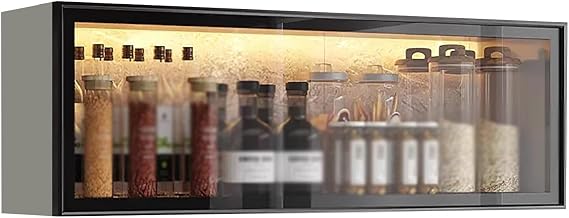 Vitrin, Duvara Monte S Teşhir Dolabı Gri/Beyaz Mutfak Kiler Kapılı Sto Matkapsız Asma Dolap Yemek Odası Modern Siyah-A 70 x 32 x 19 cm