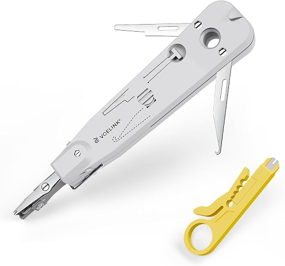 VCELINK 5-in-1 Punch Down Tool, Upgraded Krone Tool with Mini Wire Stripper
