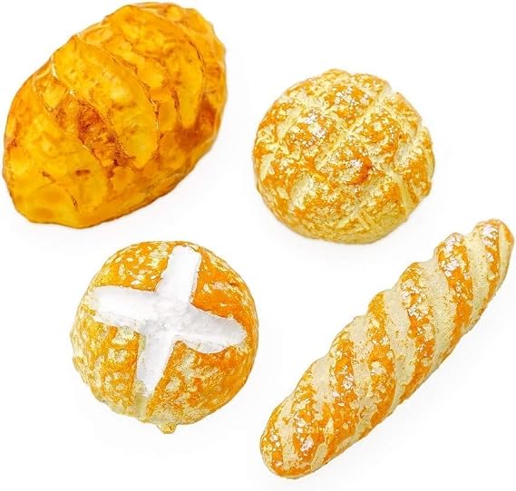4Pcs 1/12 Miniature Bread Dollhouse Decoration Accessories Resin Mix Bakery Bread House Food Decoration