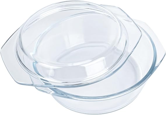 Small Casserole Dish with Lid 0.65L,Dish & Handles Individual Glass Casserole,Round Lidded Casserole Oven Proof, Microwaveable