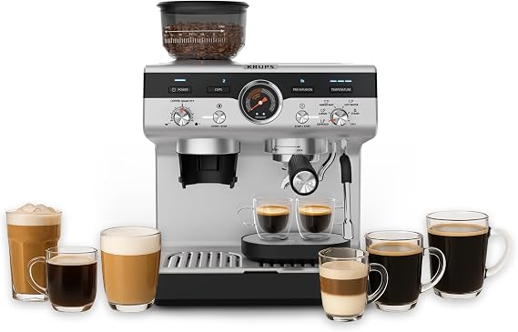 KRUPS Precision, Manual espresso machine with grinder, Barista, Perfect espresso, Intuitive interface with direct access to settings, XP801T10