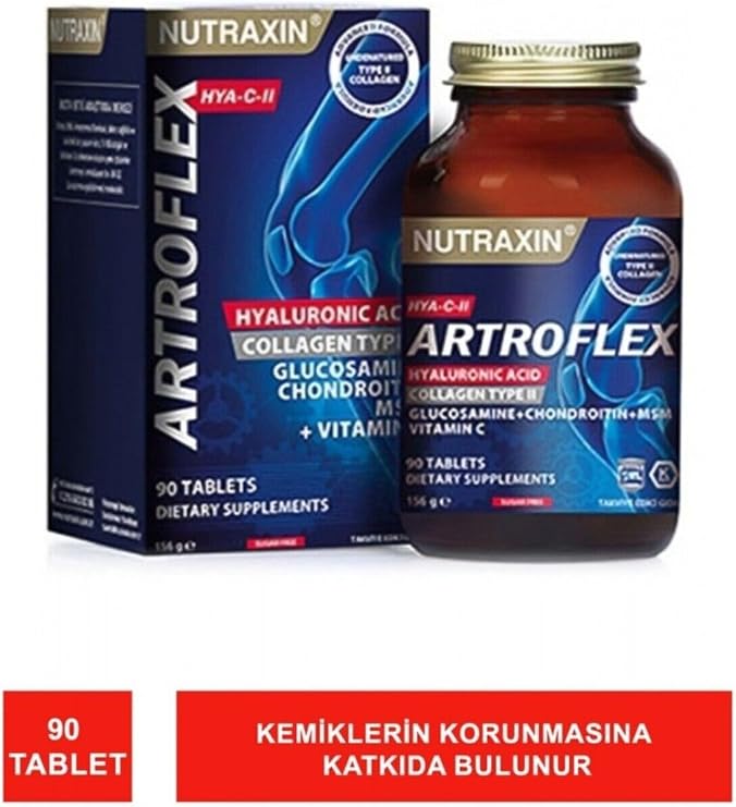 Nutraxin Artroflex Hya C-II 90 Tablet, 2 Adet, Hyaluronik Asit, Kolajen Tip II, Glukozamin, Kondroitin, Vitamin C