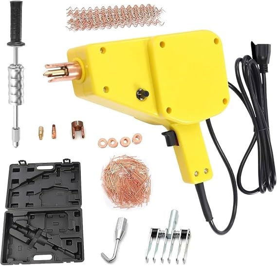Professional Stud Welder Dent Repair Kit,Stud Dent Puller Kit,Spot Welder Dent Puller Kit with Plastic Box,Adjustable Current and Time, for Auto Body Repairing