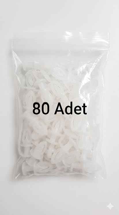 Geçmeli Perde Ruleti, Beyaz, Plastik, Perde Askısı +A Kalite (80 Adet)