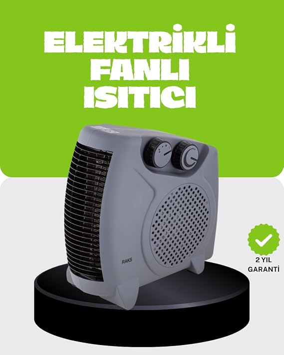 YamanHobi Güvenli Elektrikli Fanlı Isıtıcı Termostatlı Hızlı Isıtma