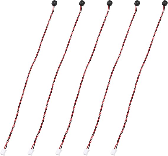 sourcing map 10 Pcs Electret Microphone Condenser Pickup, 6mm Dia Mini MIC Electret Condenser with 200mm Wire Leads 60dB for Audio, Black