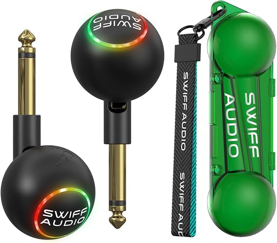 SWIFF AUDIO WT09a Wireless Guitar System, 2.4GHz Guitar Transmitter Receiver w/6 Channels, High-Impedance Audio Engine,lt;4ms Low Latency, 100ft Range, RGB Signal Indicator, Carrying Case Included