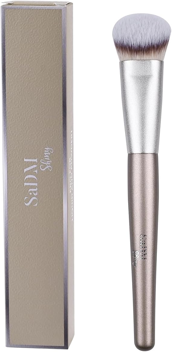 Contoured Makeup Brush - Foundation Blender Brush for Powder, Cream, Contour, Bronzer, Blush Blending & Highlighter - Professional Make Up Brush - Full Face Makeup Brush - Vegan & Cruelty Free