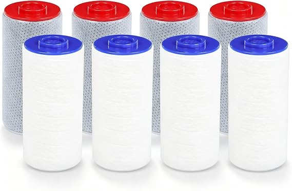 Replacement Filter Set Compatible with Weddell Duo Shower System, 4 Blue and 4 Red Shower Filter Cartridges, Shower System Not Included