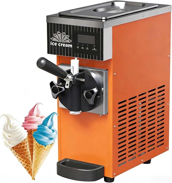 Commercial Ice Cream Freezer Machine, Countertop Soft Serve Maker with Adjustable Hardness Settings, Auto Clean, LCD Smart Panel & 4-5 Kg/H Output, 80-100 Servings Per Hour