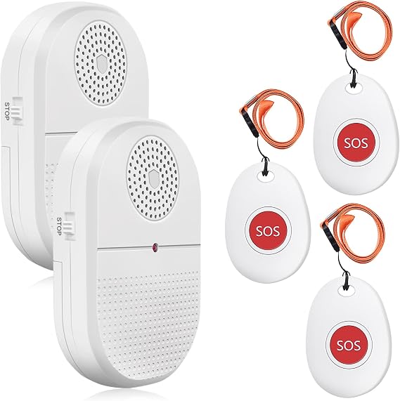 DAYTECH Personal Alarm for Elderly 2 Portable Receiver 3 Call Button