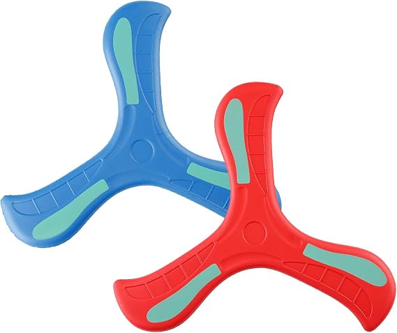 Tabanzhe Boomerang 2PCS Returning Boomerang Easy-To-Throw Boomerangs Sports Game Set for Adults Outdoor Flying Saucer Picnics Parks Beach Playing(Red+Blue)