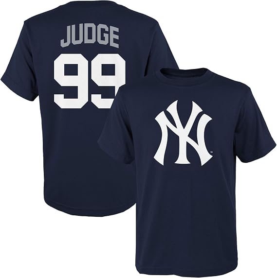 アーロン・ジャッジ ニューヨーク・ヤンキース Mlb キッズ ユース 8-20 ネイビー 公式選手名 & 番号 ジャージ Tシャツ