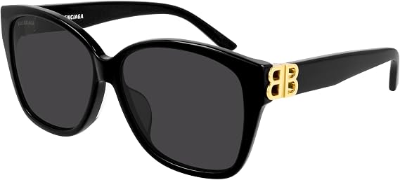 Balenciaga BB0135SA 001 Women's Sunglasses, Asian Fit, Black/Gold, Gray