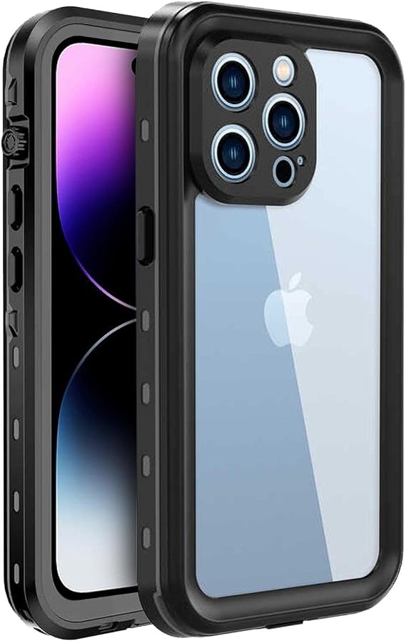 Microsonic Kılıf Apple iPhone 15 Pro Max için Waterproof 360 Full Body Protective Siyah [iPhone 15 Pro Max ile Uyumlu Kılıf - Siyah]