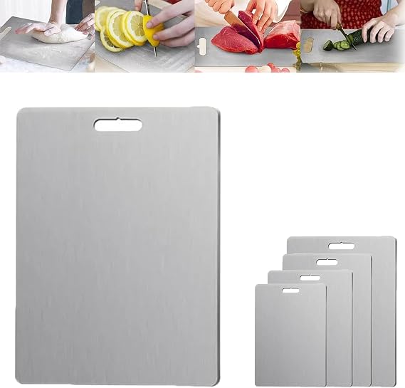 Katuchef Titanium Cutting Board,2025 New 100% Pure Titanium Cutting Boards,Easy to Clean and Store,Double Sided Board for Kitchen, Meat, Fruit & Vegetable (11.4 * 7.8in)