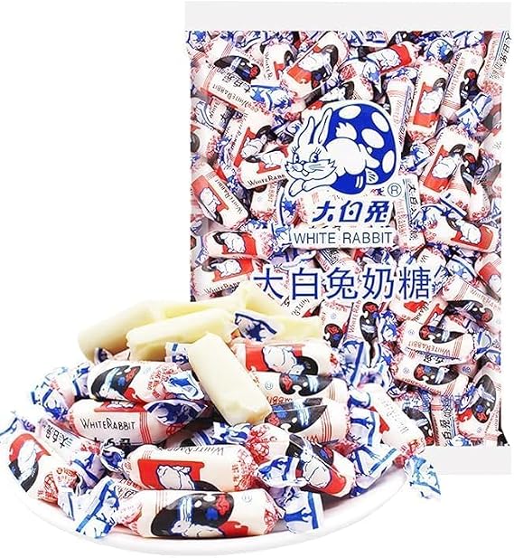 Mango Soft Candy Milk Candy Toffee 500g/Bag, Nougat, Chocolate Fudge, White Peach Snacks & Sweets (White Rabbit Milk Candy,500g)