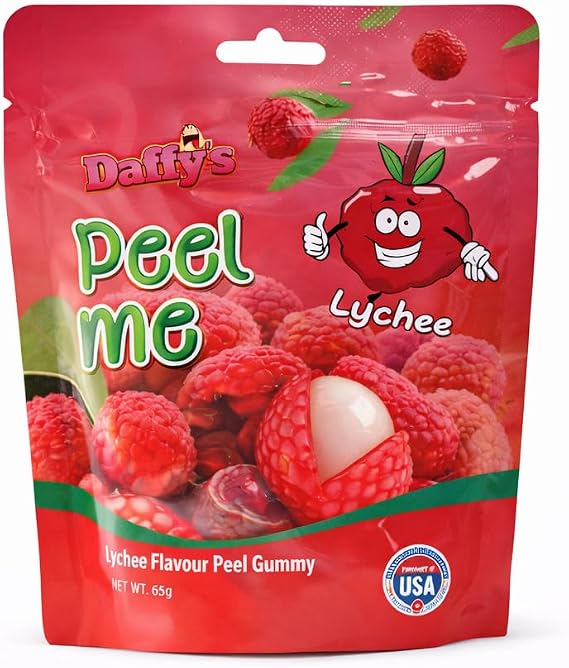 Daffy's Peel Me Mango Flavour Peel Gummy Candy peeling sweets real fruit juice, 65g (LYCHEE)