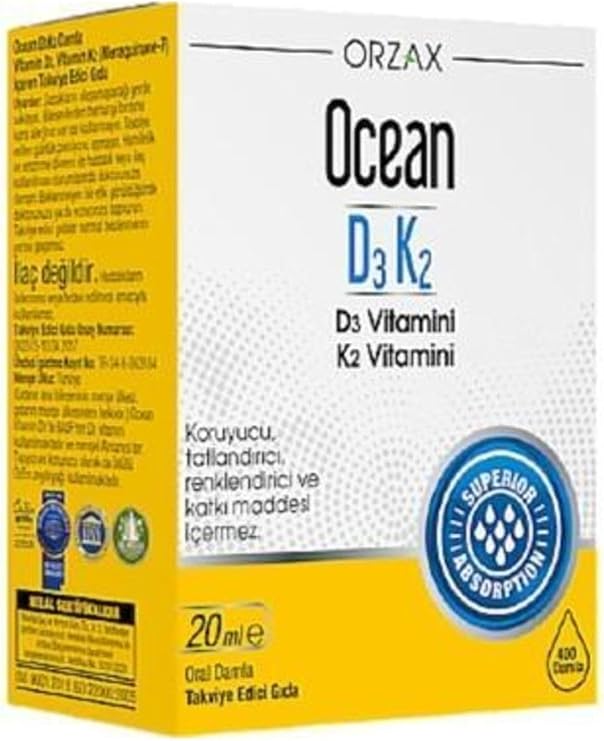 Orzax Ocean D3K2 Vitamin Damla, 20 ml 5552555204510