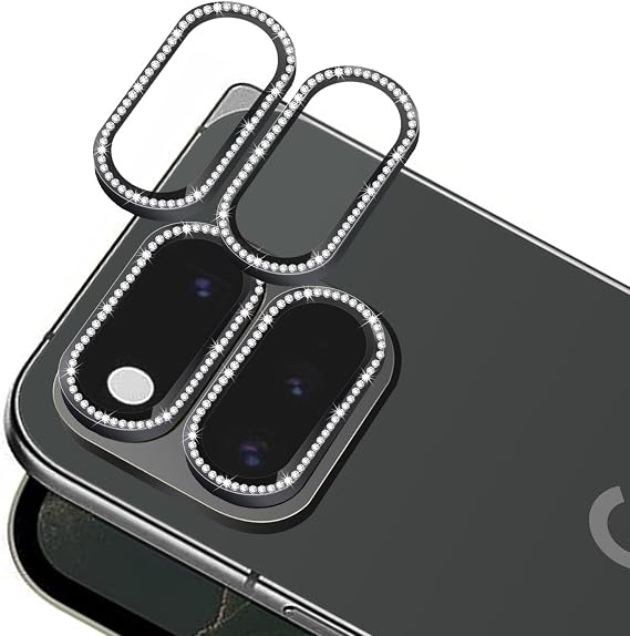 Zeking 2セット Google Pixel 11 Pro Fold 5G カメラレンズプロテクター、キラキラ輝くメタル個別リングブラック