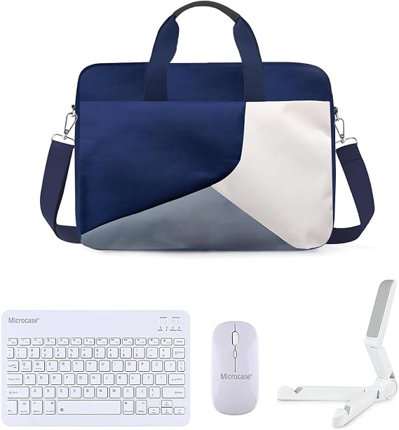 Microcase Samsung Tab S10 Ultra 14.6 inch Tablet için Macbook Çantası+Türkçe Bluetooth Klavye+Mouse+Tablet Standı Beyaz AL5164