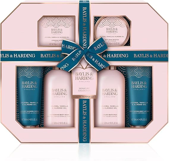 Baylis & Harding Jojoba, Vanilla & Almond Oil Signature Collection Ultimate Luxury Pamper Bathing Gift Set (Pack of 1) - Vegan Friendly