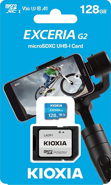 KIOXIA EXCERIA G2 128GB microSDXC Hafıza Kartı – UHS-I U3 V30 C10 A1, 100MB/s Okuma, 50MB/s Yazma, 4K