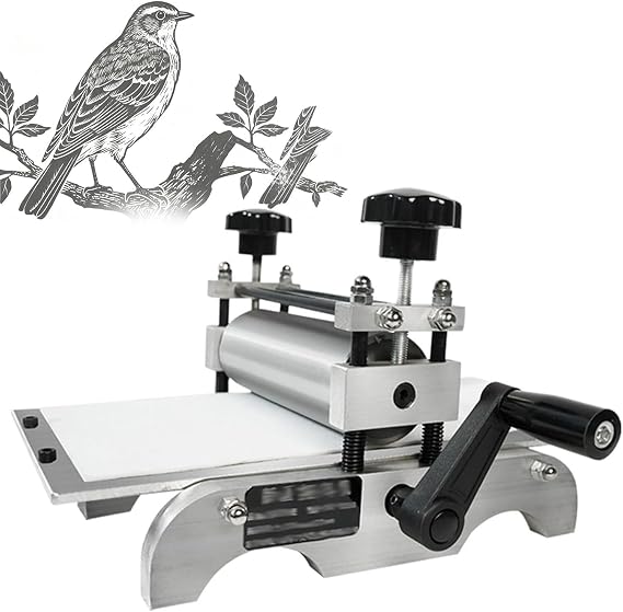 Manual Slab Roller Engraving Press, Printmaking Rubbing Machine with Adjustable Roller Height for Detailed Artistic Printing on Copperplate, Wood