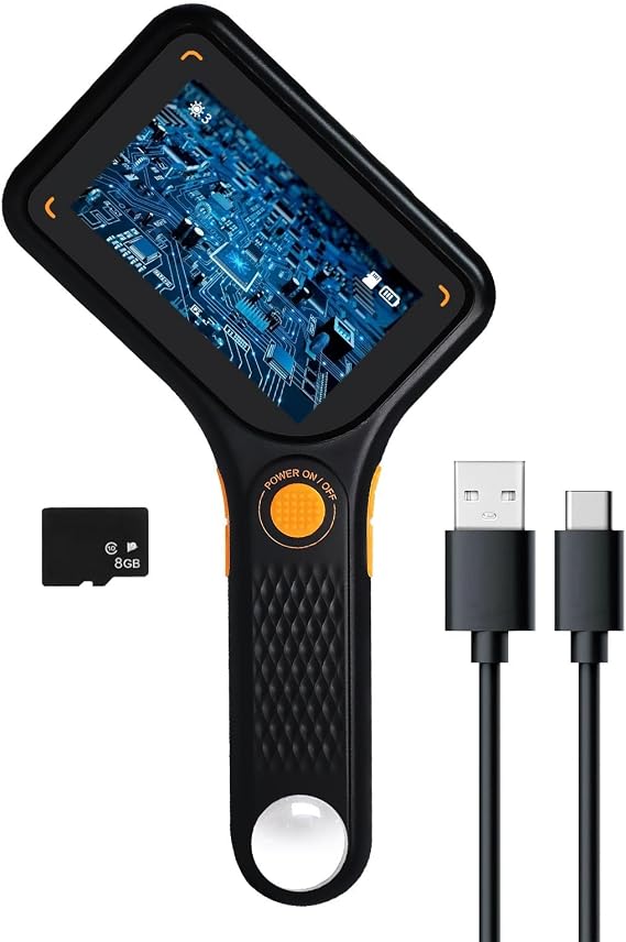 500X Digital Microscope with 3.0" IPS Screen, Autofocus, 8 LED Lights, TF Card Slot, Portable Handheld Magnifier for Coin, PCB, Jewelry Inspection, Educational Projects, Compatible with Windows & Mac