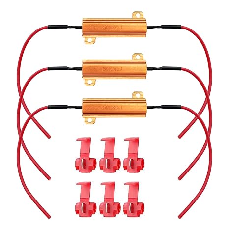 3pcs 50W 8Ω LED Load Resistor Strobe/Error Code Eliminator Power Resistor Load Resistor Decoder for LED Headlight Indicator Number Plate Lighting