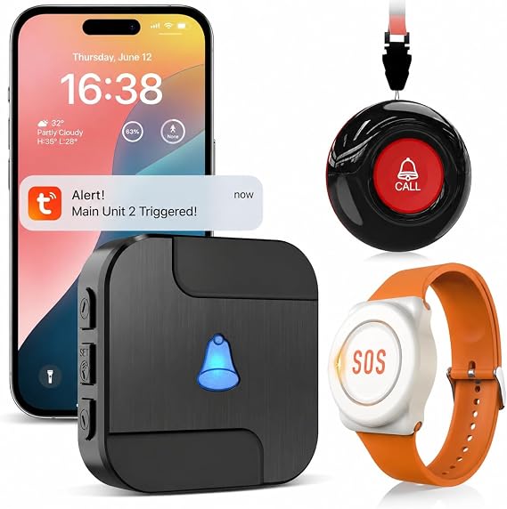 CallToU WiFi Personal Alarms for Elderly, SOS Call Button & Wrist Button